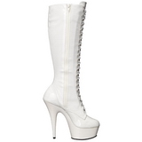 White Shiny 15,5 cm DELIGHT-2023 Platform Knee Boots