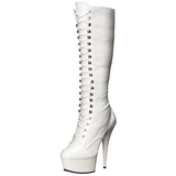 White Shiny 15,5 cm DELIGHT-2023 Platform Knee Boots