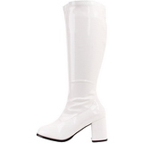 White Shiny 7,5 cm GOGO-300 High Heeled Womens Boots for Men