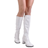 White Shiny 7,5 cm GOGO-300 High Heeled Womens Boots for Men