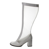 White Shiny 8,5 cm GOGO-307 High Heeled Womens Boots for Men