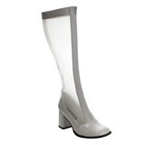 White Shiny 8,5 cm GOGO-307 High Heeled Womens Boots for Men