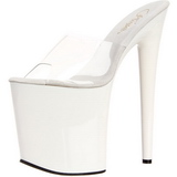 White Transparent 20 cm FLAMINGO-801 Platform High Heel Mules