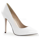 White Varnished 13 cm AMUSE-20 pointed toe stiletto pumps