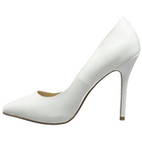 White Varnished 13 cm AMUSE-20 pointed toe stiletto pumps