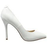 White Varnished 13 cm AMUSE-20 pointed toe stiletto pumps