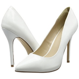 White Varnished 13 cm AMUSE-20 pointed toe stiletto pumps