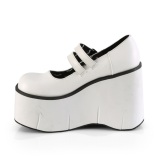 White Vegan 11,5 cm DemoniaCult KERA-08 gothic platform mary jane pumps