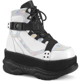 White Vegan 7,5 cm NEPTUNE-181 demonia booties - unisex cyberpunk booties