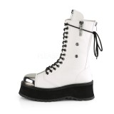 White Vegan 7 cm GRAVEDIGGER-14 demonia boots - unisex platform boots