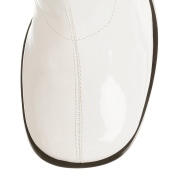White boots block heel 7,5 cm - 70s years style hippie disco gogo under kneeboots patent leather