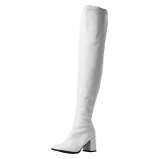 White boots vinyl 7,5 cm - 70s years style hippie disco gogo overknee boots