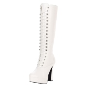 White platform boots lace up vinyl 13 cm - 70s years hippie disco gogo kneeboots