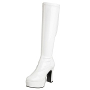 White platform boots patent 13 cm - 70s years hippie disco gogo kneeboots chunky