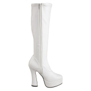 White platform boots vinyl 13 cm - 70s years hippie disco gogo kneeboots chunky