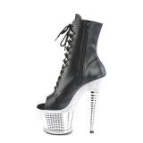 White rhinestones ankle boots platform 18 cm SPECTATOR-1021RS pleaser high heels ankle boots