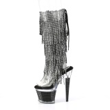 White rhinestones ankle boots platform 18 cm SPECTATOR-2017RSF pleaser high heels ankle boots