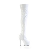 Wit 15 cm DELIGHT-3000HWR Hologram pole dance overknee laarzen met hak