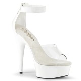 Wit 15 cm DELIGHT-624 pleaser hoge hakken met brede enkelband