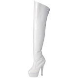 Wit 15 cm KISS-3010 overknee laarzen met plateauzool