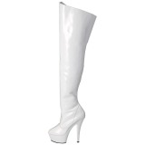 Wit 15 cm KISS-3010 overknee laarzen met plateauzool