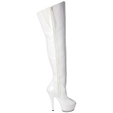 Wit 15 cm KISS-3010 overknee laarzen met plateauzool