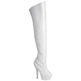 Wit 15 cm KISS-3010 overknee laarzen met plateauzool