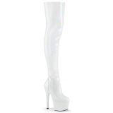 Wit 18 cm ADORE-3000HWR Hologram pole dance overknee laarzen met hak