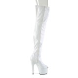 Wit 18 cm ADORE-3011HWR Hologram plateau overknee laarzen open teen