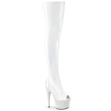 Wit 18 cm BEJ-3011-7 Hologram pole dance overknee laklaarzen