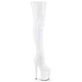 Wit 20 cm FLAMINGO-3000HWR Hologram pole dance overknee laarzen met hak