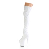 Wit 20 cm FLAMINGO-3000HWR Hologram pole dance overknee laarzen met hak