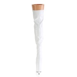 Wit 20 cm FLAMINGO-3000HWR Hologram pole dance overknee laarzen met hak