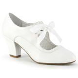 Wit 6,5 cm WIGGLE-32 retro vintage maryjane pumps met blokhak