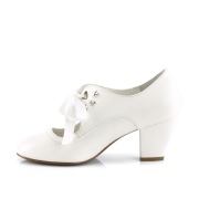 Wit 6,5 cm WIGGLE-32 retro vintage maryjane pumps met blokhak