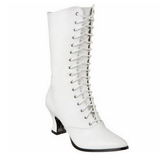 Wit 7 cm VICTORIAN-120 Dames Enkellaarzen met Veters