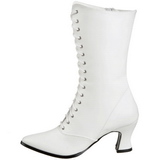 Wit 7 cm VICTORIAN-120 Dames Enkellaarzen met Veters