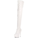 Wit Gelakt 15,5 cm DELIGHT-3063 Plateau Overknee Laarzen