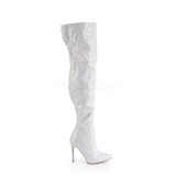 Wit Glitter 13 cm COURTLY-3015 Pleaser Overknee Laarzen