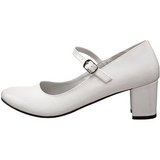 Wit Lak 5 cm SCHOOLGIRL-50 Klassieke Pumps met Hakken