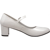 Wit Lak 5 cm SCHOOLGIRL-50 Klassieke Pumps met Hakken