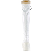 Wit Lakleer 11,5 cm SHAKER-374 overknee laarzen met veters