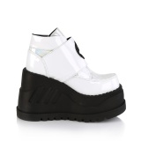 Wit Vegan 12 cm STOMP-15 lolita enkellaarzen wedges sleehakken