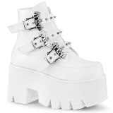 Wit Vegan 9 cm ASHES-55 demonia enkellaarsjes met plateau