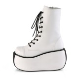 Wit Vegan 9 cm VIOLET-120 demoniacult enkellaarsjes met plateau