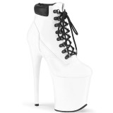 Wit imitatie sude 20 cm FLAMINGO-800TL pleaser enkellaarsjes met plateau