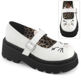 Witte 6,5 cm RENEGADE-56 emo mary jane schoenen met gesp