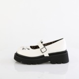 Witte 6,5 cm RENEGADE-56 emo mary jane schoenen met gesp