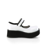 Witte 6 cm SPRITE-01 emo maryjane schoenen met gesp