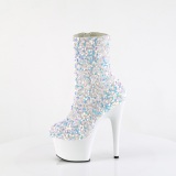 Witte Pailletten 18 cm ADORE-1042SQ dames high heels boots plateau